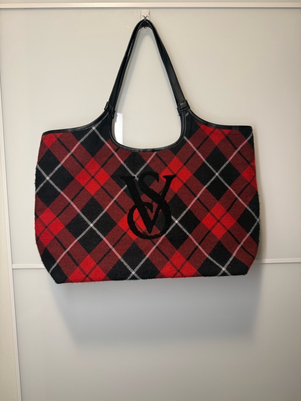 Victoria Secret Plaid Red & Black Tote Bag